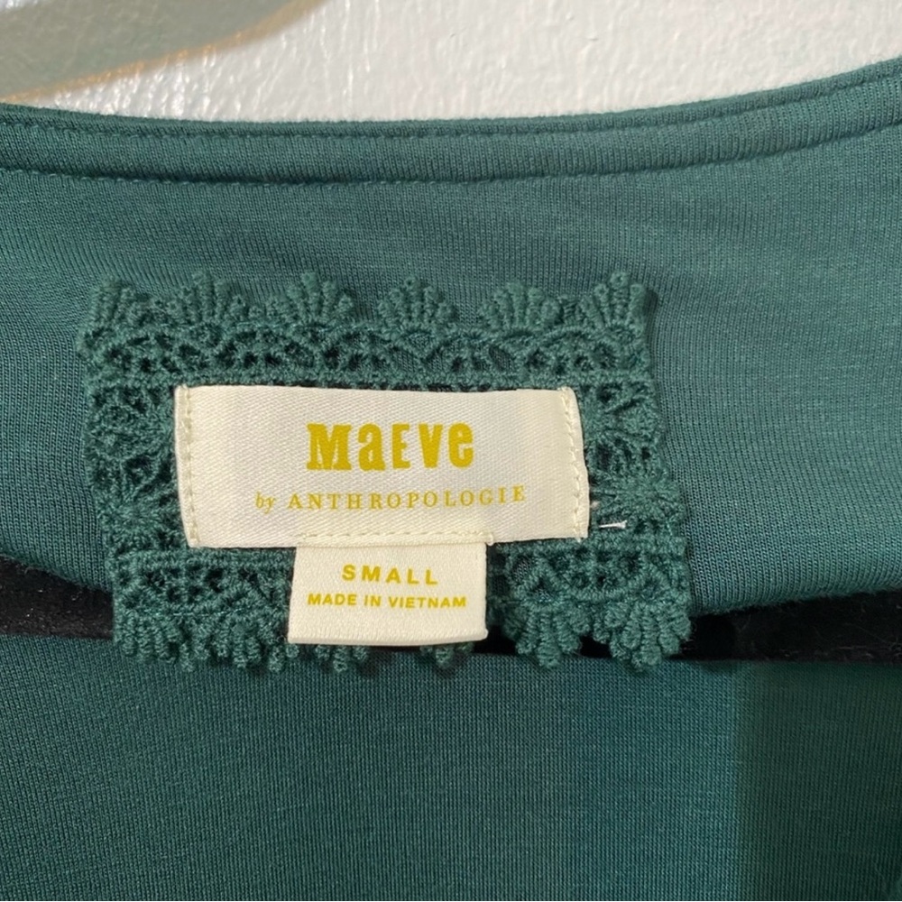Anthropologie x Maeve-Forest Green Malta belted dress with white polka dots.S - Picture 9 of 12